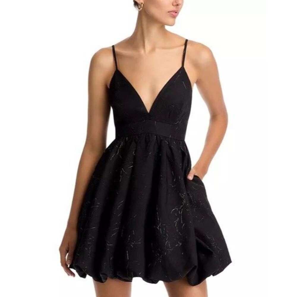 NWT Aqua Bubble Skirt Dress in Black Womens Sz L Whimsical Minimalist Party Sexy